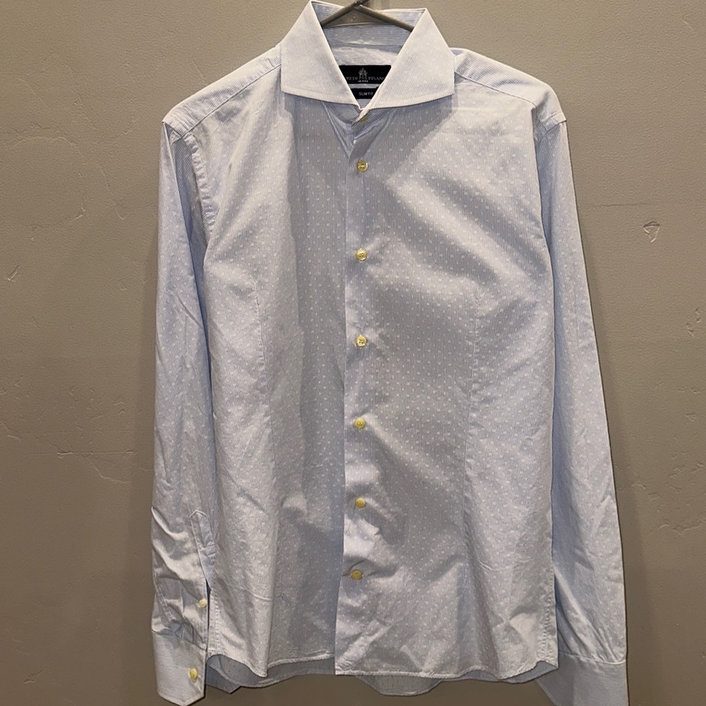 Eredi Pisano - Italian Designer Men’s Dress Shirt - Blue with Textured Design